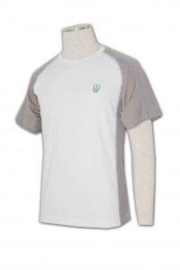 W067 來樣訂做功能性短袖衫  設計團體運動衫  球衣製造商 波衫店  運動衫供應商      白色   撞色淺灰色